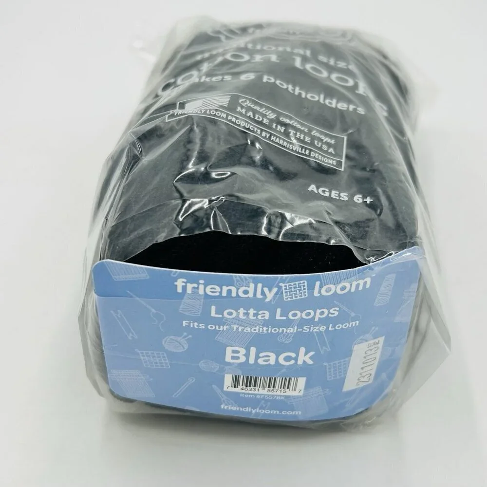 Friendly Loom | Lotta Loops - Traditional-Sized Black Potholder Weaving Loops